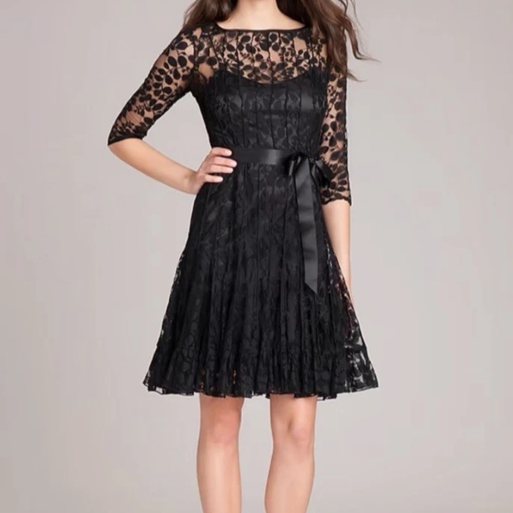 Rickie Freeman for Teri Jon Black Lace Long Sleeve Dress size 20